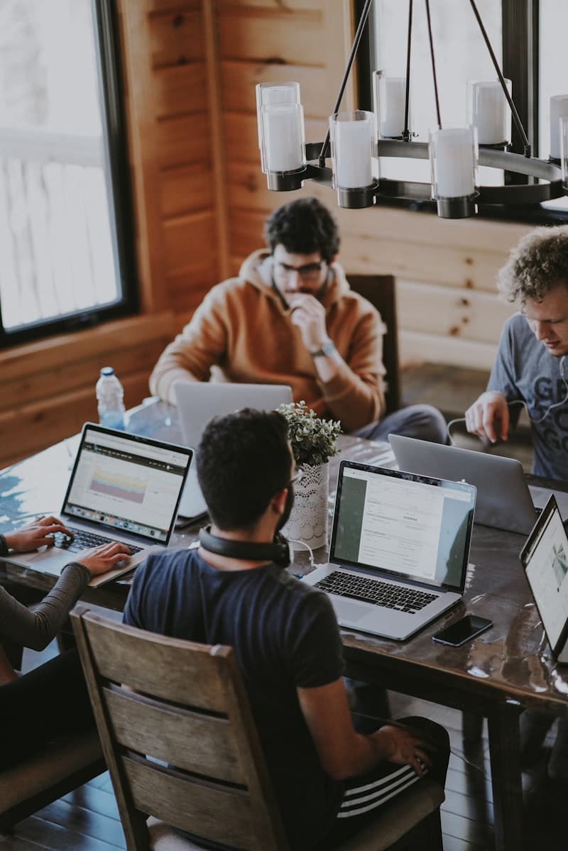 Team collaborating in a professional meeting setting